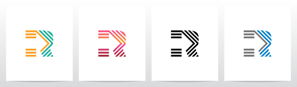 Arrow Direction Parallel Lines Letter Initial Logo Design R