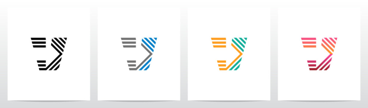 Arrow Direction Parallel Lines Letter Initial Logo Design V