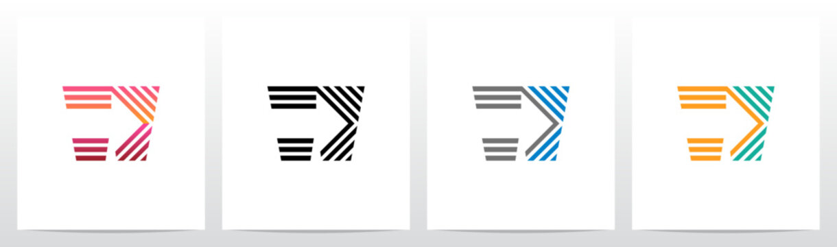 Arrow Direction Parallel Lines Letter Initial Logo Design W