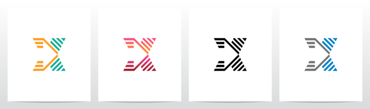 Arrow Direction Parallel Lines Letter Initial Logo Design X