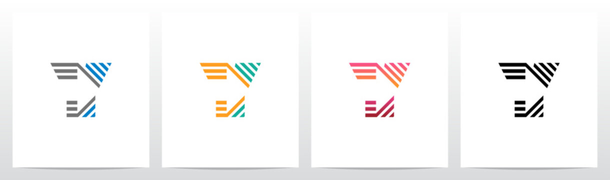 Arrow Direction Parallel Lines Letter Initial Logo Design Y