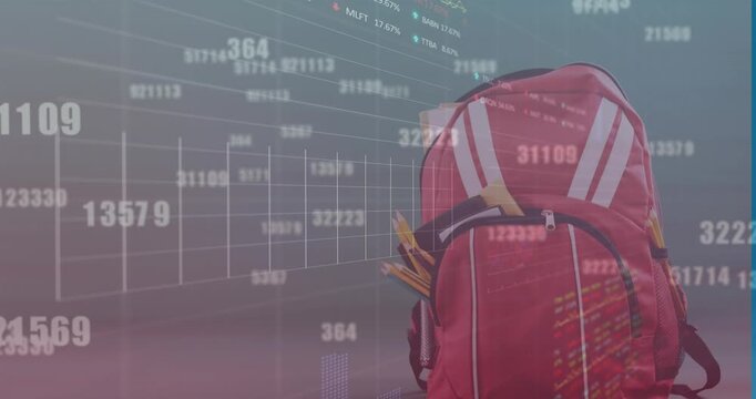 Animation of data processing over school bag