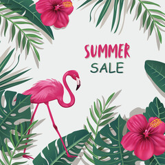 Tropical Sale Summer Design Background. Vector stock illustration © Ekler