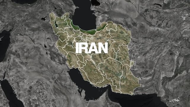 ap of Iran highlighted on world map with borders and terrain 