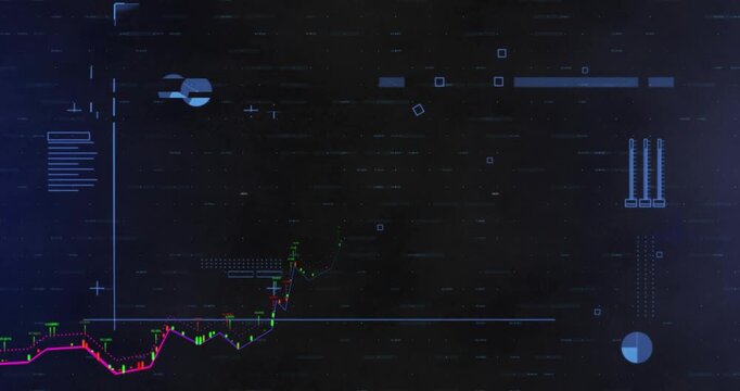 Frame three starting price chart tracing magenta line, forming candles and climbing, showing trend