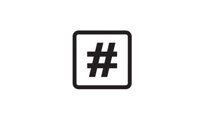 Fototapeta premium Hashtag symbol icon in a rounded square, representing social media trends and categorization, isolated on a clean white background.
