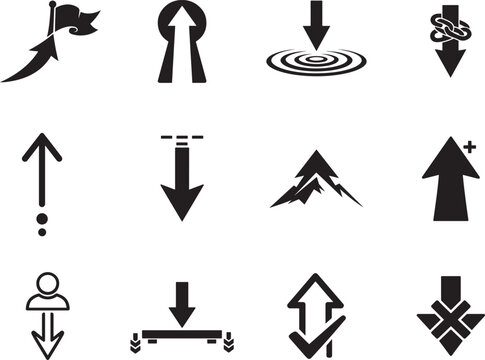 Business growth and decline arrow icons for finance charts analytics isolated