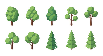 Collection of stylized cartoonish trees in various shapes and sizes © Shila Rani Saha