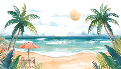 Fototapeta premium Tropical beach with palm trees