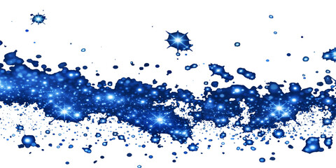 Obraz premium Blue ink splashes and liquid paint drops create a clean motion wave design with a grunge texture splatter on a transparent art background