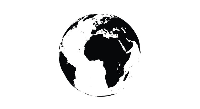 Stylized earth illustration a black and white global representation