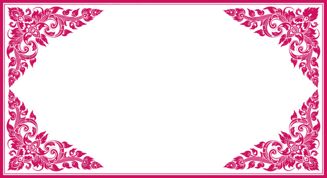 Traditional Thai ornate pink border frame with blank space