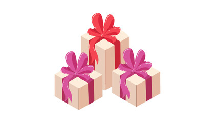 Obraz premium Gift boxes with colorful ribbons and bows on white background