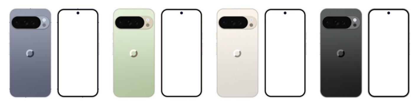 Google Pixel 10 Pro XL highlighting the triple camera. Realistic vector illustration.