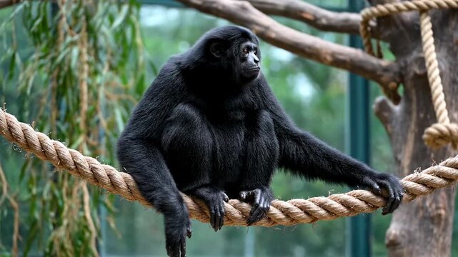 Spider Monkey on Rope A Captivating Glimpse into Primate Life.