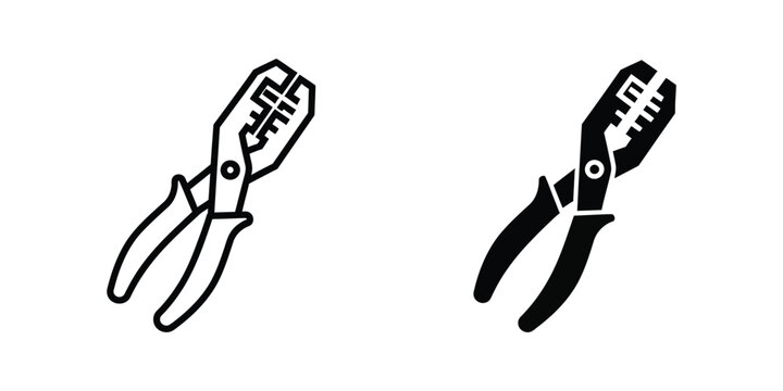 Two different types of pliers depicted in a minimalistic black and white illustration