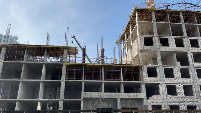 Process of constructing a monolithic frame of a high-rise building. Monolithic frame technology