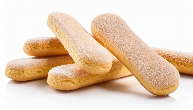isolated savoiardi ladyfingers biscuit pile sweet dessert on transparent