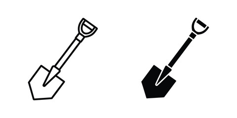 Comparison of a standard shovel and a black-filled gardening shovel with long handles. © KalamGraphicsBD