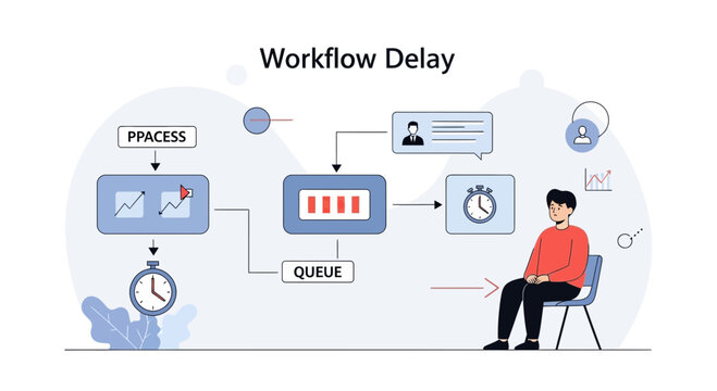 Business Workflow Delay and Process Bottleneck Illustration