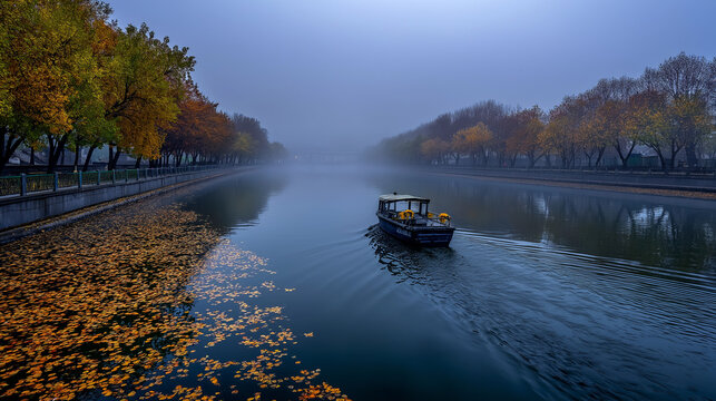 AI generator images of During autumn, the leaves change color along the shoreline, and tour boats are available to take tourists on scenic tours around the lake.