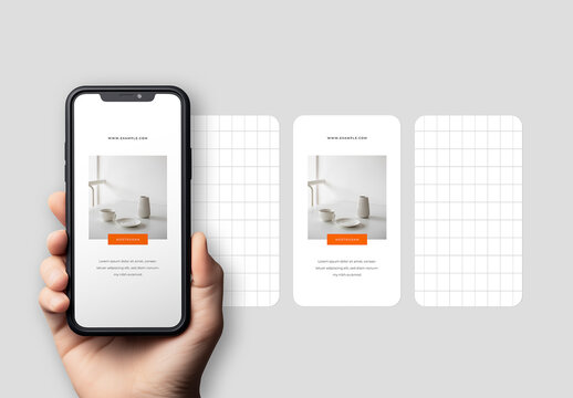 4 Social Post Mockups With Smartphone Device