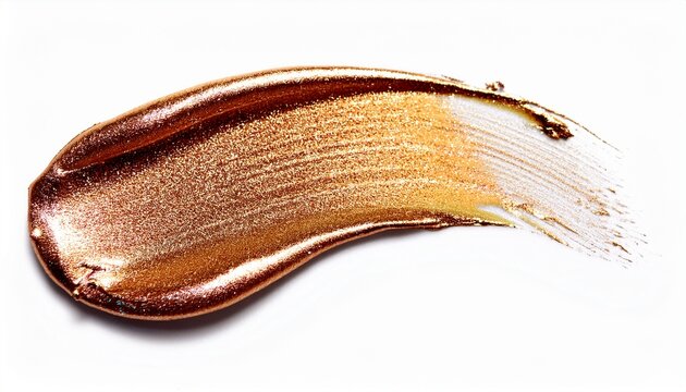 metallic highlighter smear with shimmer particles isolated on white background macro detail