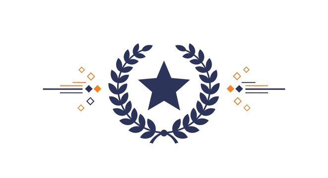 Dark blue star in laurel wreath.