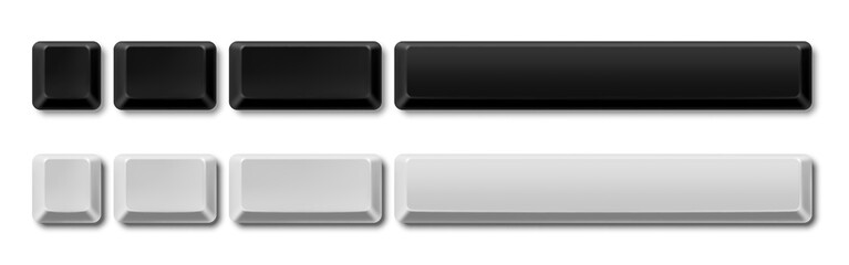 Vector blank empty computer keyboard buttons of different sizes. Black and white keys isolated on white background © Timurock