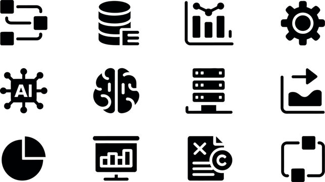 Modern technology icons set with transparent background for digital design projects