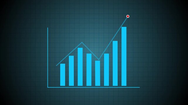 Abstract business graph icon animation background. allusive graph chart showing marketing sales profit increasing to future target suitable for business development direction animation. 4k animation.