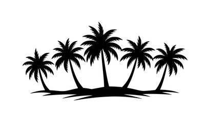 Fototapeta premium Palm Trees Silhouette Set – Tropical Beach Scene Minimal Vector Graphic