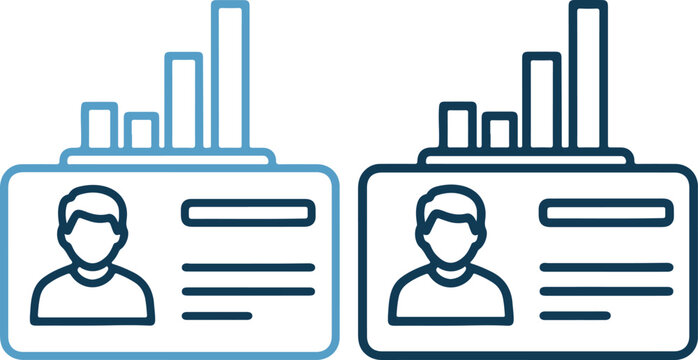 Two user id cards with bar graphs