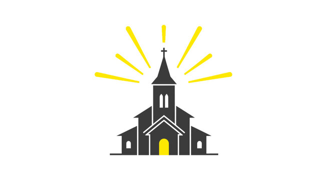 Simple illustration of a church building.