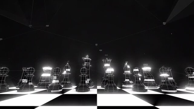 Chess Board Zoom Out Loop Black and White Analytical 