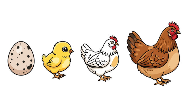 Chicken Life Cycle Stages From Egg.