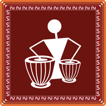 Warli Indian musician playing tabla