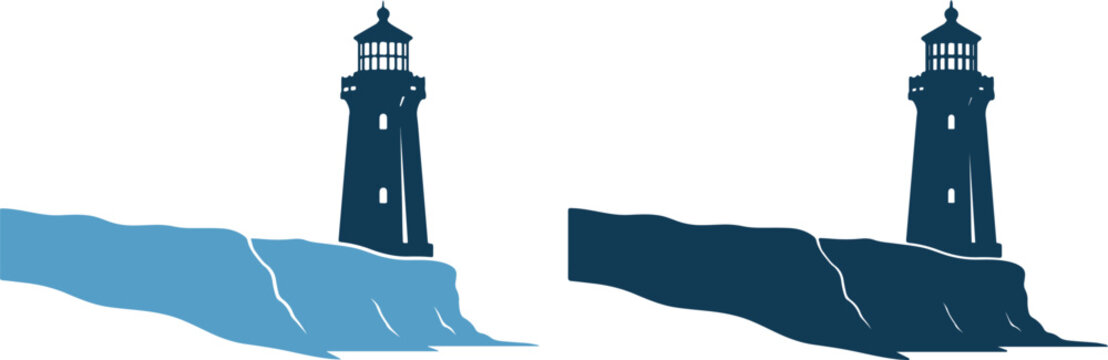 Two lighthouses on cliffs