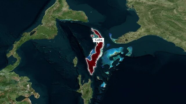 Cuba Map Animation with Highlighted Borders, Caribbean Region Geographic Location Motion Graphics 4K