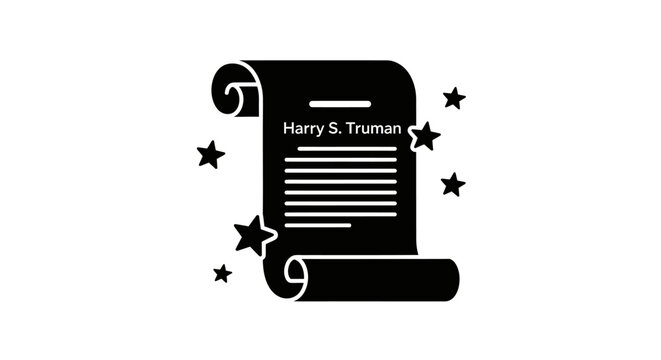 Black and white Harry S. Truman scroll.