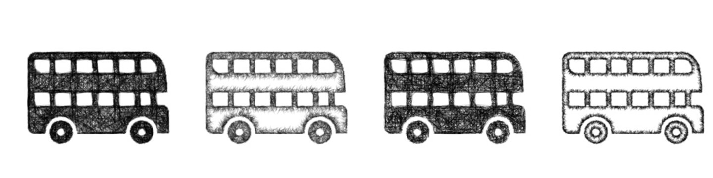 Sketch double decker bus icon design set