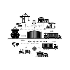 Naklejka premium Global Logistics Network Streamlining International Trade and Supply Chain.