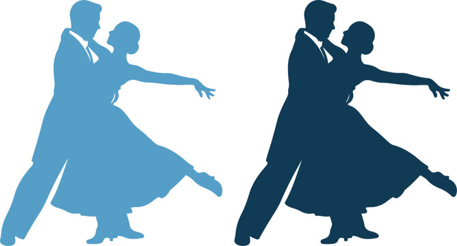 Silhouettes of a couple dancing in ballroom style