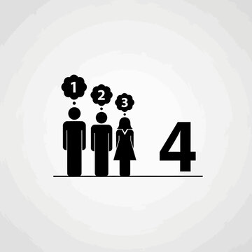 Pictogram of people thinking with numbers concept of teamwork.