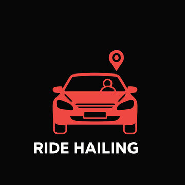 Ride hailing service with car and location pin.