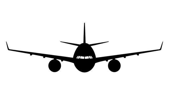 A black silhouette of an airplane flying in the air