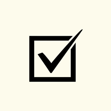 Black Checkmark in Square Box Icon.