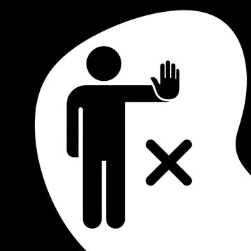 Black silhouette of a person stopping.