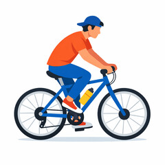 Fototapeta premium Person riding a bicycle flat vector illustration