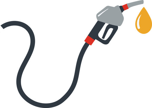 Fuel Nozzle with Oil Drop Flat Vector Icon &ndash; Petrol Pump Hose Illustration for Refueling and Energy Concept